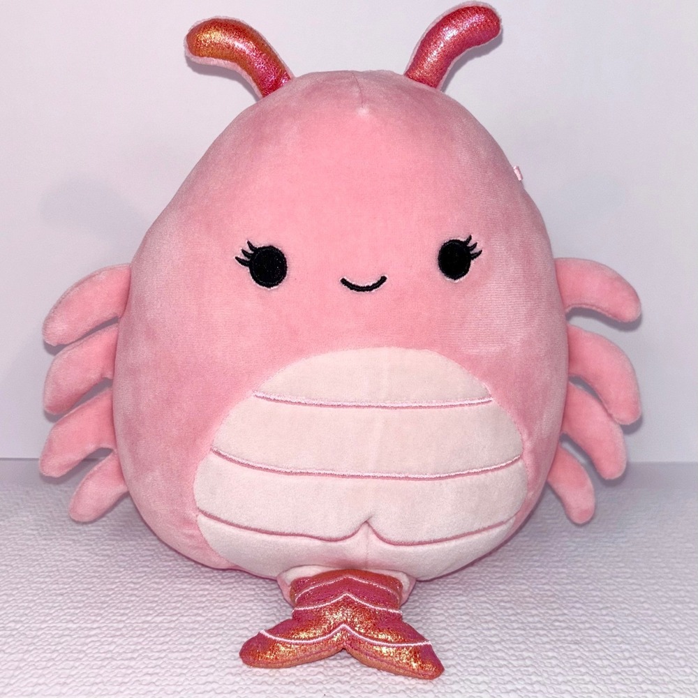 Squishmallows Simone the Shrimp 8 Inch Pink Plush Sea Life Squad Kellytoy Toy